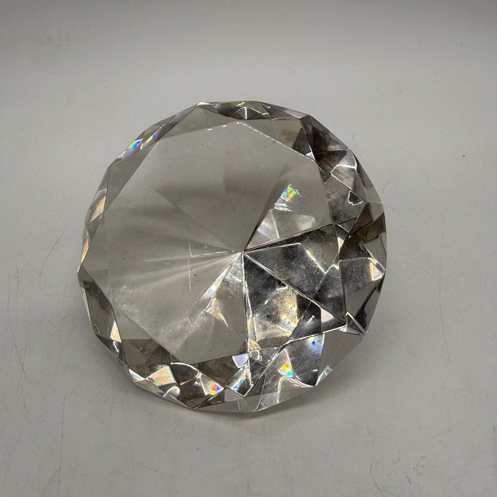 Unbranded Diamond Paperweight Large Clear Faceted Crystal Glass Decor